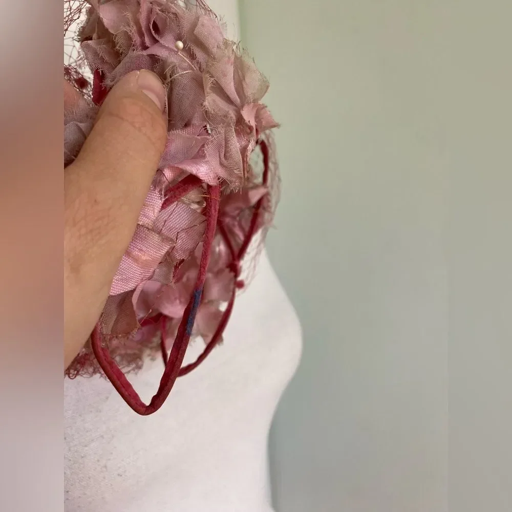 1950s Vintage Pink Flower & Bow Hat - Picture 6 of 9